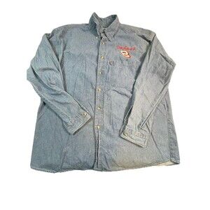 Vintage Dale Earnhardt #3 NASCAR Denim Long Sleeve Button Cotton Shirt Men’s 2XL